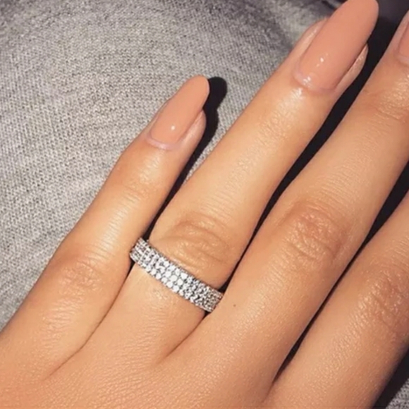 New Silver Three Rows Engagement Ring - Picture 6 of 6